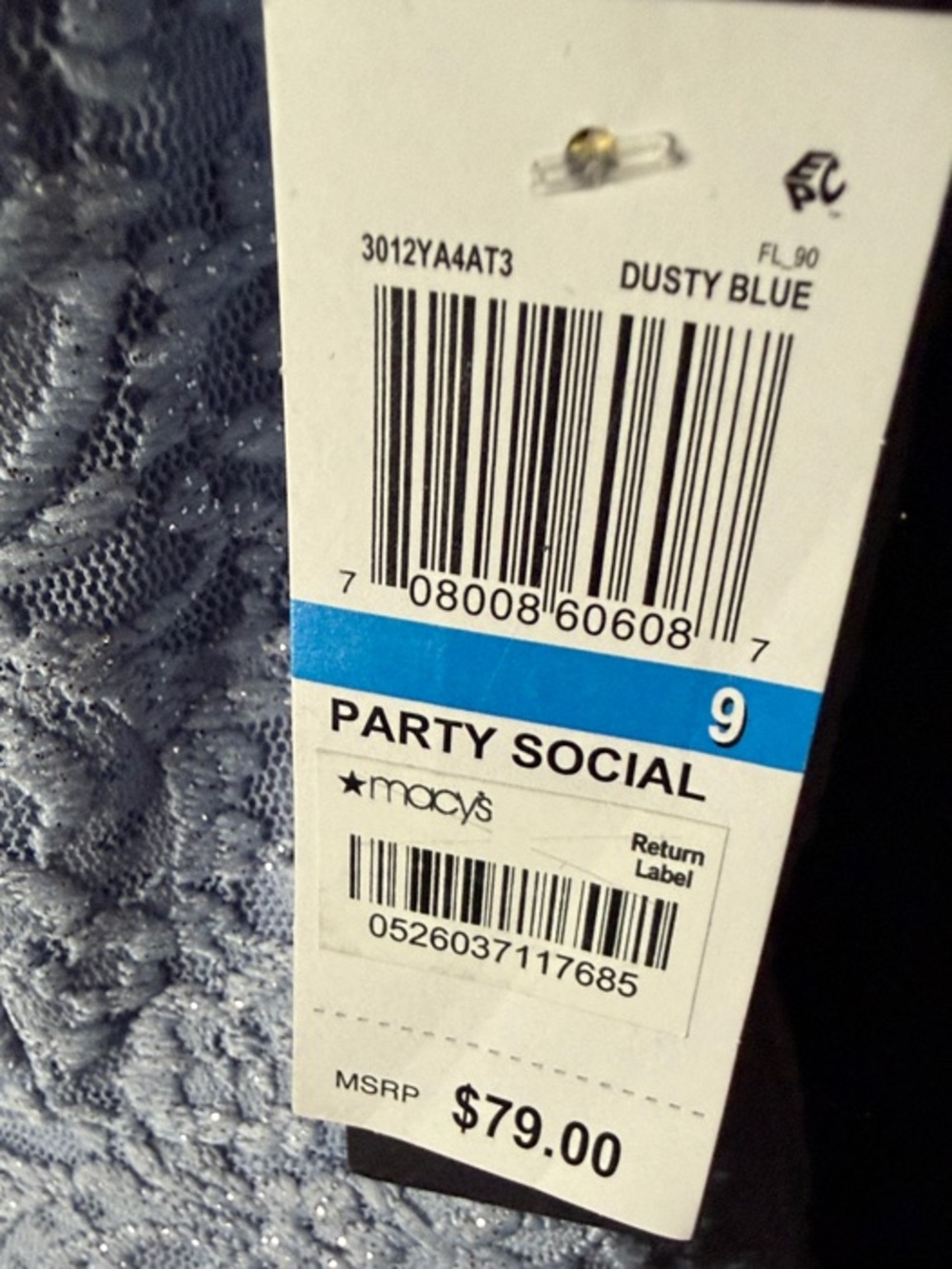 City Studio Dusty Blue Lace V-Neck Dress Size 9 Juniors —#124 - Picture 11 of 12